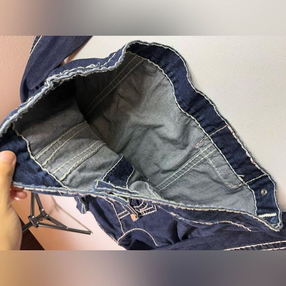 Y2K True Religion Thick Stitch Blue Denim Jacket 🧥Sz XXL - Picture 8 of 9